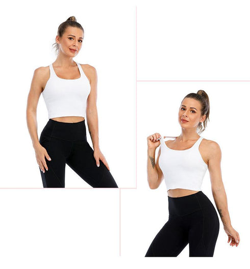 Sports Vest Women's Running Yoga Fitness Sports Bra  Simple Shoulder Strap Sports Vest